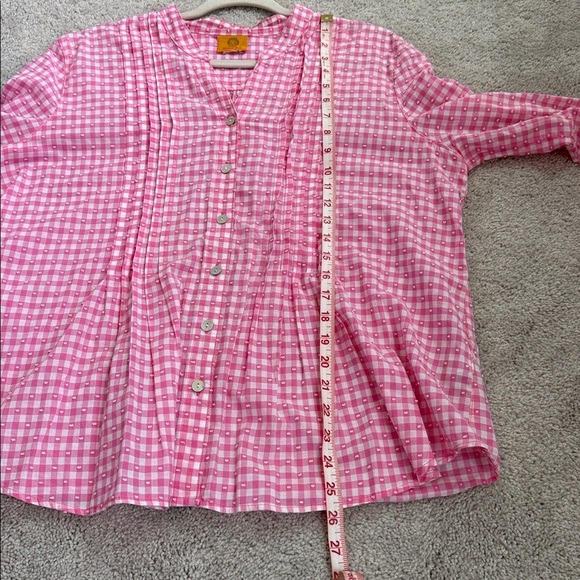 Ruby Rd. Pink Gingham Blouse Size XL - Picture 5 of 6